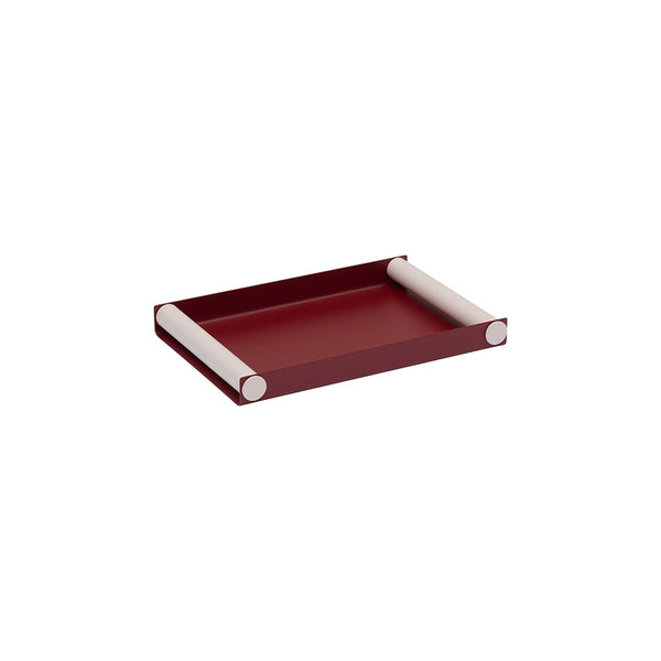 Ray Tray Serviertablett mittel in Burgund/Pastellbeige aus pulverbeschichtetem Stahl mit matter Oberfläche