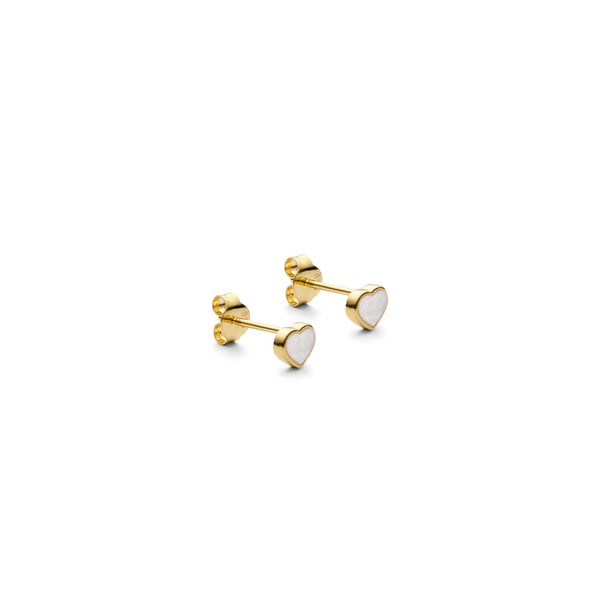 Pearl Little Big Love Ohrstecker vergoldet mit Perlmuttherz von Design Letters (Bild 1)