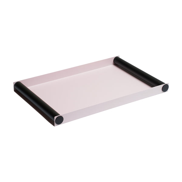 Ray Tray Serviertablett groß in Pastellbeige/Schwarz aus pulverbeschichtetem Stahl mit matter Oberfläche
