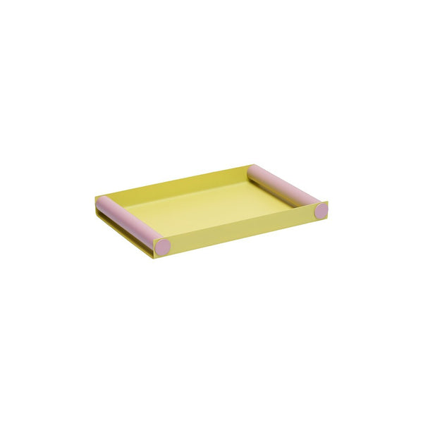 Ray Tray Serviertablett mittel in Gelb/Lavendel aus pulverbeschichtetem Stahl mit matter Oberfläche