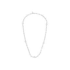 Ruth large chunky charm lock Halskette, Silber
