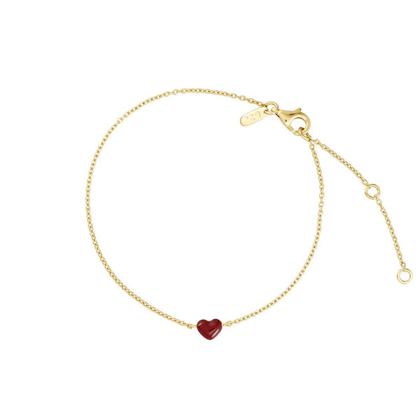 Little Big Love Armband Burgundy vergoldet mit Herz von Design Letters