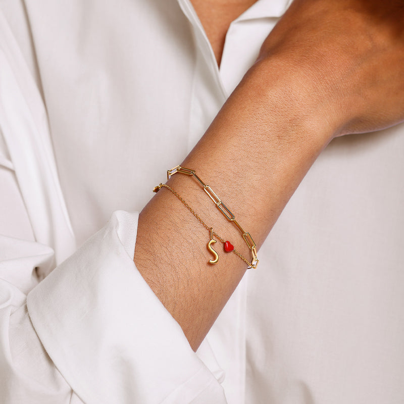 Chunky Square Link Chain Armband groß, vergoldet – Ansicht 2