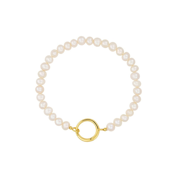 Pearl Charm Lock Chain Armband 5mm, vergoldet von Design Letters