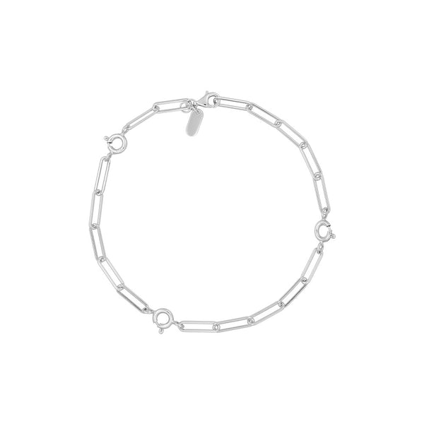 Ruth Chunky Charm-Lock Armband groß, Silber – Ansicht 1