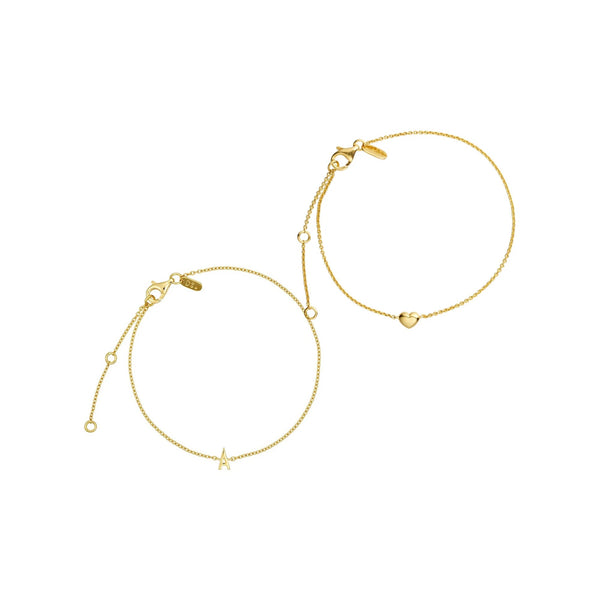Golden Love & Initial – Little Big Love Armband Gold-Herz & Archetype Buchstaben-Armband, vergoldet