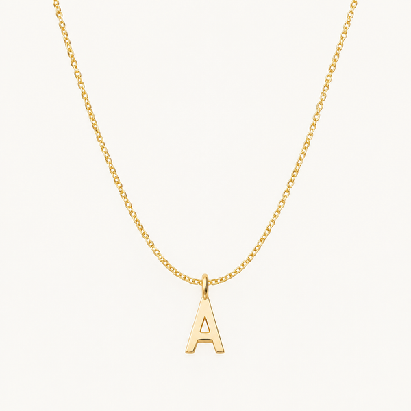 Set: Initial Necklace Gold – Ankerkette 45 cm & Buchstaben-Anhänger 10 mm, vergoldet