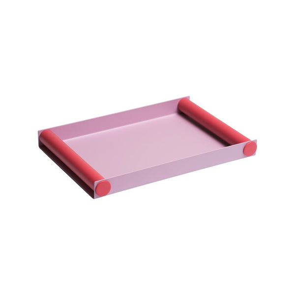 Ray Tray Serviertablett mittel in Lavendel/Faded Rose aus pulverbeschichtetem Stahl mit matter Oberfläche