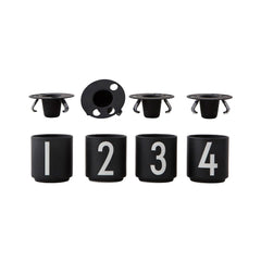 Advent Set Black Mini Cups + Candle Holders – Adventsset: Mini-Becher + Kerzenhalter, Schwarz