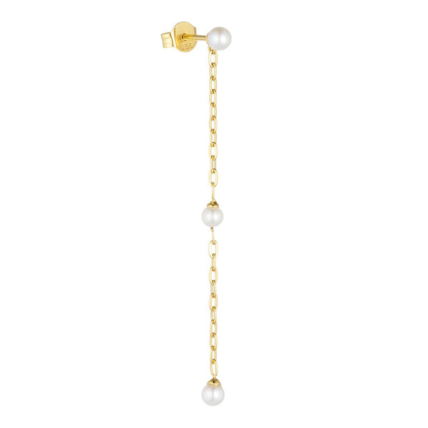 Triple Pearl Ohrkette - vergoldet (1pcs)