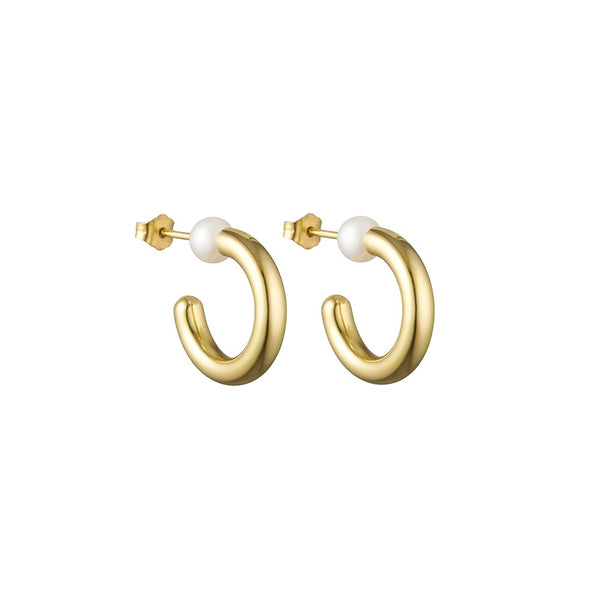 Chunky Pearl Creolen (set of 2 pcs) - vergoldet