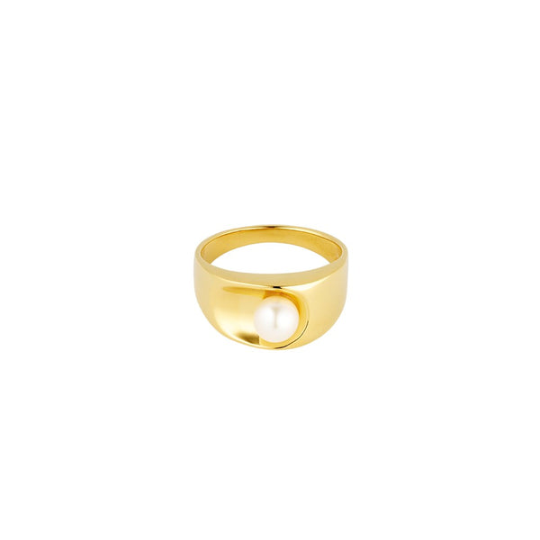 Pearl Solo Ring - vergoldet